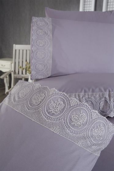 Seda Duvet Cover Set 6pcs, Duvet Cover 200x220, Bedsheet 240x260 Cotton Fabric, Full Size, Double Size Gri