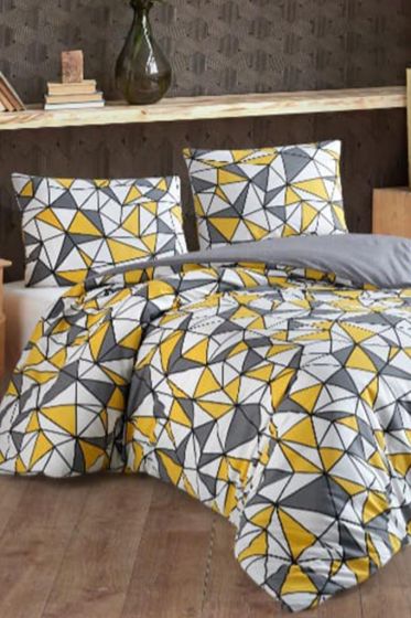 Varvara Bedding Set 4 Pcs, Duvet Cover, Bed Sheet, Pillowcase, Double Size, Self Patterned, Wedding, Daily use Yellow