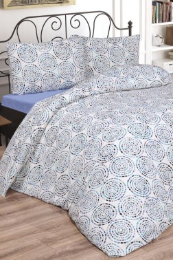 Vivi Bedding Set 3 Pcs, Duvet Cover, Bed Sheet, Pillowcase, Queen Size, Self Patterned, Wedding, Daily use Blue - Thumbnail