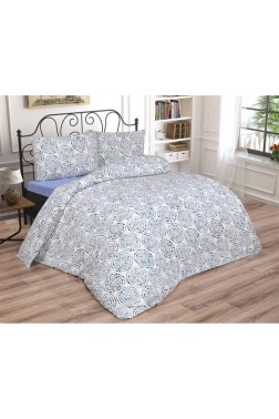 Vivi Bedding Set 3 Pcs, Duvet Cover, Bed Sheet, Pillowcase, Queen Size, Self Patterned, Wedding, Daily use Blue - Thumbnail