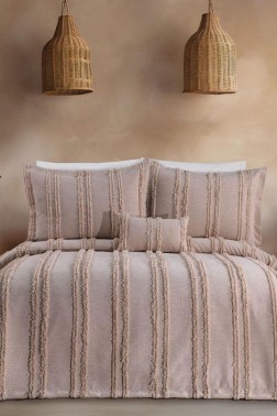 Ways King Size Chenille Bedspread Set, Coverlet 240x260,with Pillowcase, Double Size, Chenille Fabric, Cappucino - Thumbnail