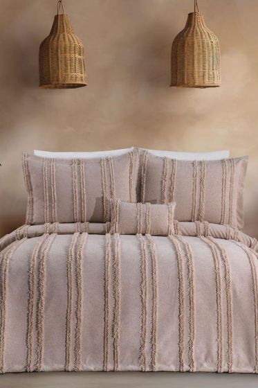 Ways King Size Chenille Bedspread Set, Coverlet 240x260,with Pillowcase, Double Size, Chenille Fabric, Cappucino