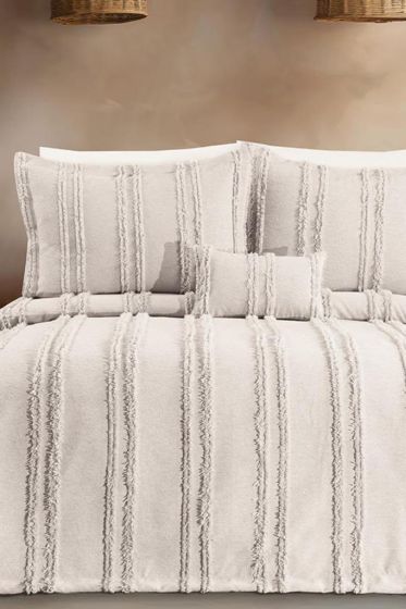 Ways King Size Chenille Bedspread Set, Coverlet 240x260,with Pillowcase, Double Size, Chenille Fabric, Cream