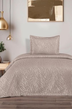 Zebra Jacquard Cotton Chenille Bedspread 170x250 cm Single Size, Queen Size, Beige - Thumbnail