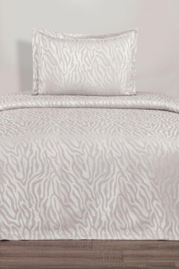 Zebra Jacquard Cotton Chenille Bedspread 170x250 cm Single Size, Queen Size, Cream - Thumbnail