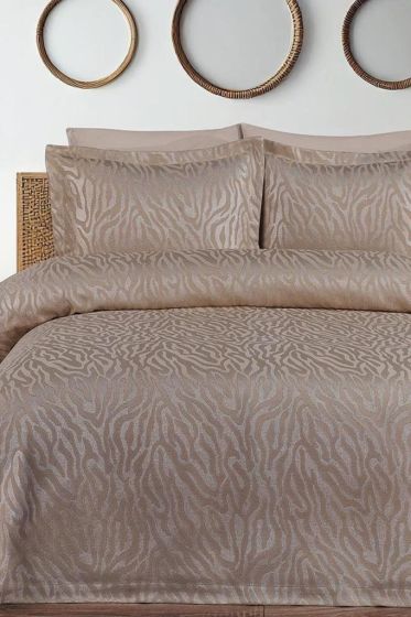 Zebra Jacquard Cotton Chenille Bedspread 250x260 cm Double Size, King Size, Beige